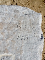 John Love Pat, detail. Chicago lakefront stone carvings, 12th Street Beach. 2019