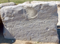 Louie, Rita, W, Red, heart. On top is George and Whit. Chicago lakefront stone carvings, Oakwood Beach. 2019