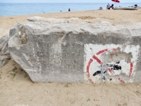 TR. Chicago lakefront stone carvings, Oakwood Beach. 2019