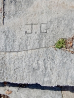 AJM, MM, '90. Chicago lakefront stone carvings, Calumet Park. 2020