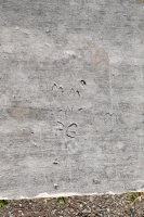 MM - N- PG with heart. T.B.. Chicago lakefront stone carvings, Calumet Park. 2020