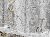 GT, TL, I, M. Chicago lakefront stone carvings, Calumet Park. 2024 GT, TL, I, M. Chicago lakefront stone carvings, Calumet Park. 2024
