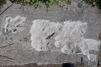 Redacted carving. Chicago lakefront stone carvings, Calumet Park. 2020 Redacted carving. Chicago lakefront stone carvings, Calumet Park. 2020