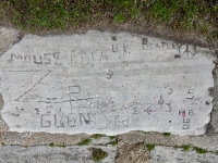Autograph rock: Beatles with peace symbol. Mouse, Bedja, D.K., Zup, Glen, Kelly, P.M., MB, Ham, Chap, ER, others. Chicago lakefront stone carvings, Calumet Park. 2019 Autograph rock: Beatles with peace symbol. Mouse, Bedja, D.K., Zup, Glen, Kelly, P.M., MB, Ham, Chap, ER, others. Chicago lakefront stone carvings, Calumet Park. 2019