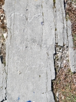 Mary + Bruce in heart, 9 2 +12. Chicago lakefront stone carvings, Calumet Park. 2024
