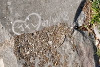 Heart with J&L, 07/16/18. Chicago lakefront stone carvings, Calumet Park. 2020