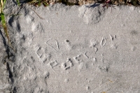 Ed Peterson, detail. Chicago lakefront stone carvings, Calumet Park. 2020