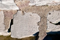 Diane + Rick. Chicago lakefront stone carvings, Calumet Park. 2020