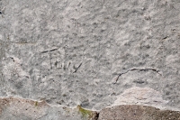 Tony. Chicago lakefront stone carvings, Calumet Park. 2020