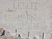 4-12-77, Leslee + Mark. Chicago lakefront stone carvings, Calumet Park. 2019