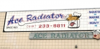 Overheated cartoon radiator. Ace Radiator, National Avenue, San Diego-Roadside Art