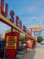 Used OK'd Cars neon sign for Car Town, Western Avenue near Chicago Avenue, Chicago.-Roadside Art
