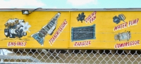 A painted collection of auto parts in Jacksonville, Florida-Roadside Art