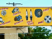 A painted collection of auto parts in Jacksonville, Florida-Roadside Art