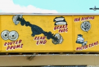 A painted collection of auto parts in Jacksonville, Florida-Roadside Art