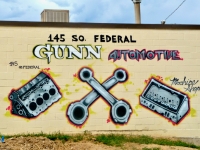 Wall painting of auto parts. Gunn Automotive, Federal Blvd., Denver, Colorado-Roadside Art