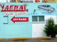 Pickup truck wall painting and sign for Yareal Auto Sound, Federal Blvd., Denver, Colorado-Roadside Art