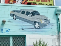 Pickup truck wall painting for Yareal Auto Sound, Federal Blvd., Denver, Colorado-Roadside Art