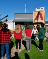 Checking out the big mousetrap, Casey, Illinois