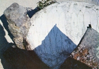 Mini color view of sun dial  at  Coral Castle, Homestead, Florida, postcard