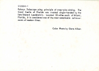 Mini color view of Polarys Telescope at  Coral Castle, Homestead, Florida, postcard-verso