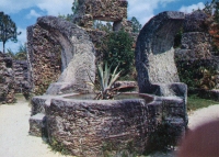 Mini color view of Moon Fountain  at  Coral Castle, Homestead, Florida, postcard
