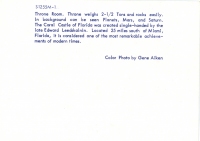 Mini color view of throne room  at  Coral Castle, Homestead, Florida, postcard-verso