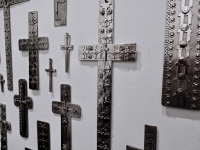 Cross Purposes: Stanley Szwarc at Intuit December 2016. Crosses on wall, side view Cross Purposes: Stanley Szwarc at Intuit December 2016. Crosses on wall, side view