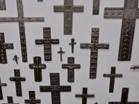 Cross Purposes: Stanley Szwarc at Intuit December 2016. Crosses on wall, detail Cross Purposes: Stanley Szwarc at Intuit December 2016. Crosses on wall, detail