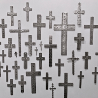 Cross Purposes: Stanley Szwarc at Intuit December 2016. Crosses on wall Cross Purposes: Stanley Szwarc at Intuit December 2016. Crosses on wall