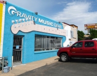 Guitar hero graphic, Gravity Music Gear, Federal Blvd., Denver, Colorado