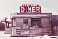 New Bay Diner, Springfield, Mass., 1985. It's been rechistened the Route 66 Diner, but otherwise looks much the same -- and it's listed on the National Register of HIstoric Places