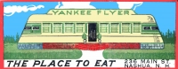 Yankee Flyer Diner, Nashua, N.H. (The place to eat) This is the one of the finest diner images I've ever seen. The proportions are classic, the building seems almost alive, and the background incongruously bucolic.