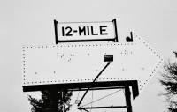 A blank arrow at 12 Mile Corner, Illinois, junction of U.S. 30 with the former U.S. 51. Picture from the 1990s.