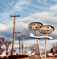 Empty Two Guys sign, U.S. 20 Boston Road, west of Springfield, Mass. c. 1984
