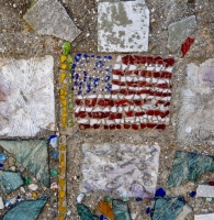 Bricolage fence American flag, detail