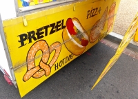 Pretzel, hot dog. Vernacular hand-painted food truck signage, National Mall, Washington, D.C. Pretzel, hot dog. Vernacular hand-painted food truck signage, National Mall, Washington, D.C.