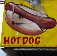 Hot dog. Vernacular hand-painted food truck signage, National Mall, Washington, D.C. Hot dog. Vernacular hand-painted food truck signage, National Mall, Washington, D.C.