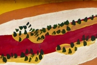 Hot dog closeup. Vernacular hand-painted food truck signage, National Mall, Washington, D.C. Hot dog closeup. Vernacular hand-painted food truck signage, National Mall, Washington, D.C.