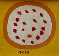 Pizza. Vernacular hand-painted food truck signage, National Mall, Washington, D.C. Pizza. Vernacular hand-painted food truck signage, National Mall, Washington, D.C.