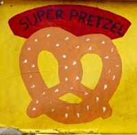 Super pretzel. Vernacular hand-painted food truck signage, National Mall, Washington, D.C.