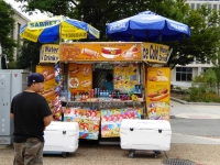 Decorated food truck with coolers. Vernacular hand-painted food truck signage, National Mall, Washington, D.C.