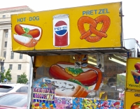Hot dog, Pepsi, Pretzel. Vernacular hand-painted food truck signage, National Mall, Washington, D.C.