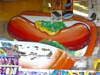 Hot dog closeup. Vernacular hand-painted food truck signage, National Mall, Washington, D.C. Hot dog closeup. Vernacular hand-painted food truck signage, National Mall, Washington, D.C.