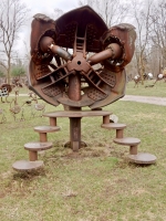 Back of imposing sculpture at the Forevertron, built by Tom Every (Dr. Evermor), south of Baraboo, Wisconsin