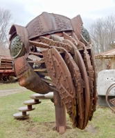 Front of imposing sculpture at the Forevertron, built by Tom Every (Dr. Evermor), south of Baraboo, Wisconsin