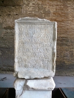 "Decius Marius Venantius Basilius, Senator of the rank of the most famous and illustrious, Prefect of Rome, ordinary Consul, restored at his own expense the arena and the podium, destroyed by a terrible earthquake"