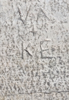 VA + KE, level 2. Chicago lakefront stone carvings, between Foster Avenue and Montrose. 2017