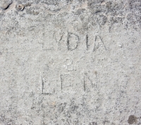 Lydia & Len. Chicago lakefront stone carvings, Foster Avenue Beach. 2017