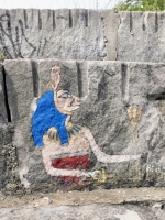 Egyptian figure, detail. Chicago Lakefront rock paintings, between Foster Avenue and Montrose Beach. 2022